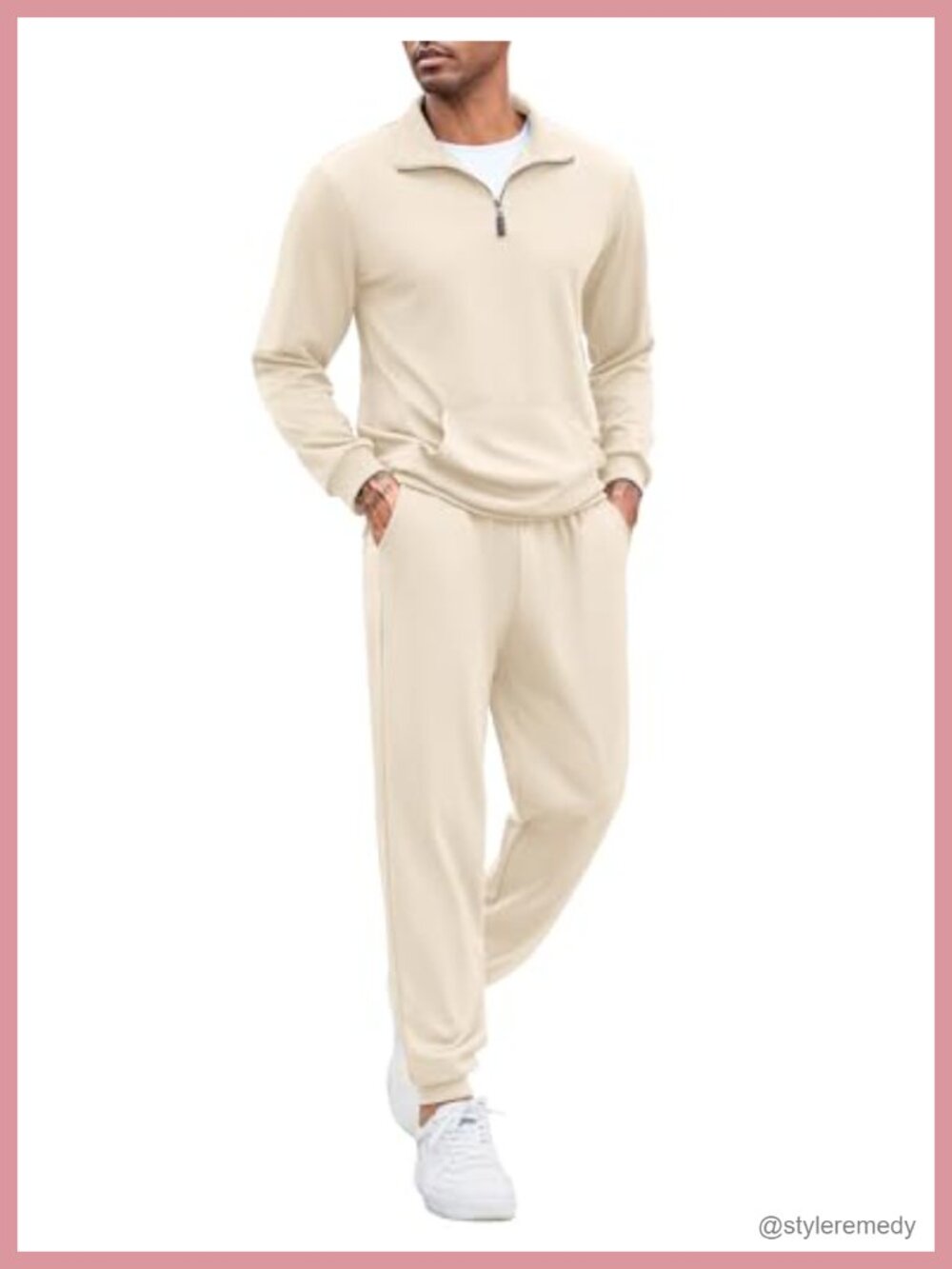 Men's 2 Piece Tracksuit Set Quarter Zip Sweatsuit Jogging Suits